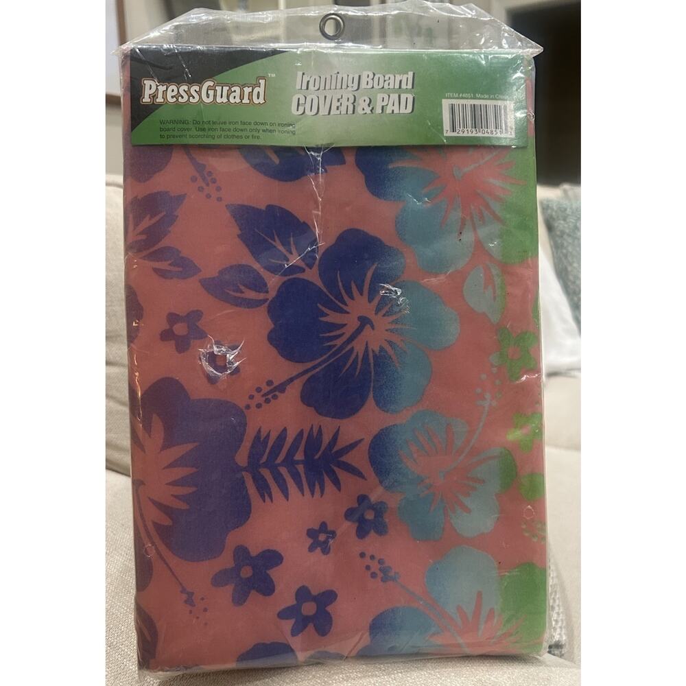 Vtg PressGuard Ironing Board Cover & Pad Pink Hibiscus Hawaiian‎ NEW - Picture 2 of 7